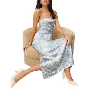 Reformation Frankie Silk Maxi Dress Idyllic Floral Size 0 NWT Smocked Back